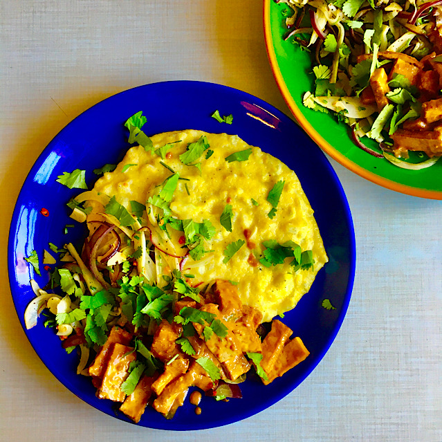 VEGAN POLENTA WITH FENNEL & MARINATED TOFU