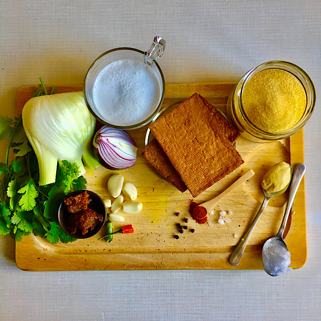 VEGAN POLENTA WITH FENNEL & MARINATED TOFU