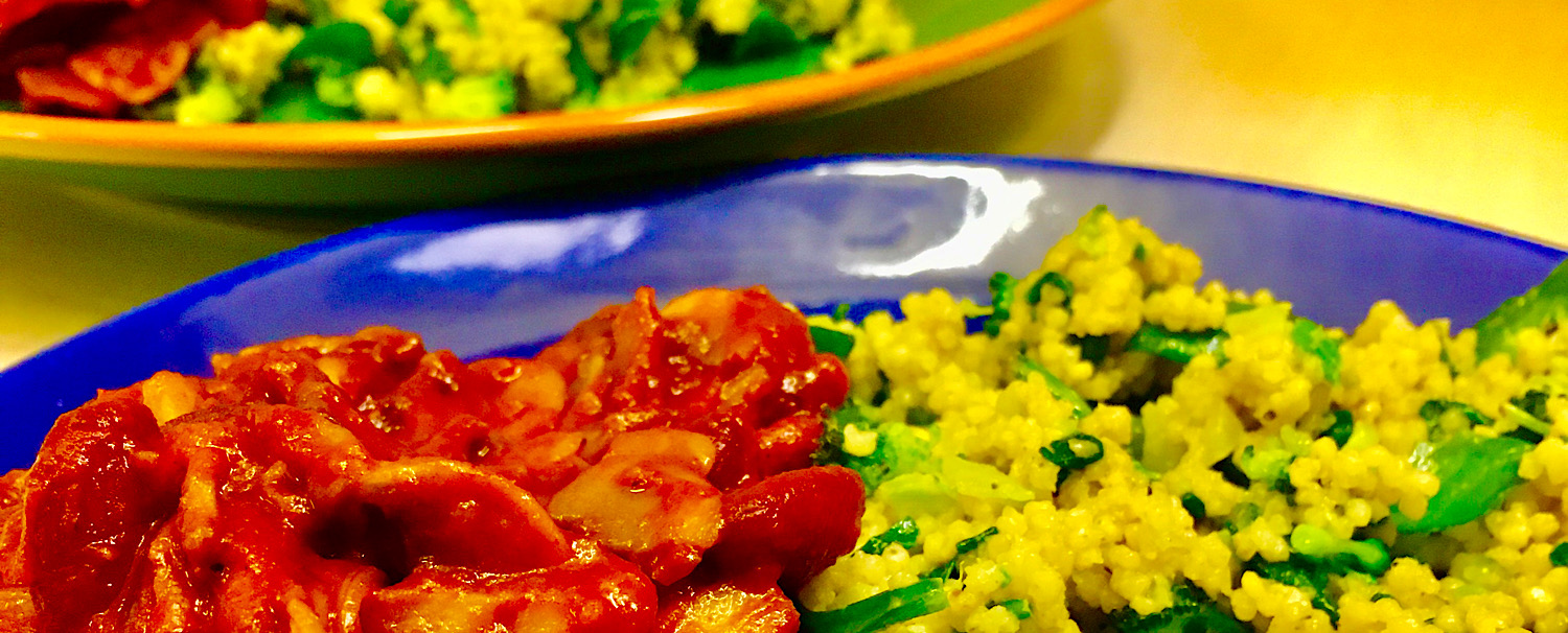 VEGAN SPINACH MILLETTO WITH RED BEANS & CHAMPIGNONS