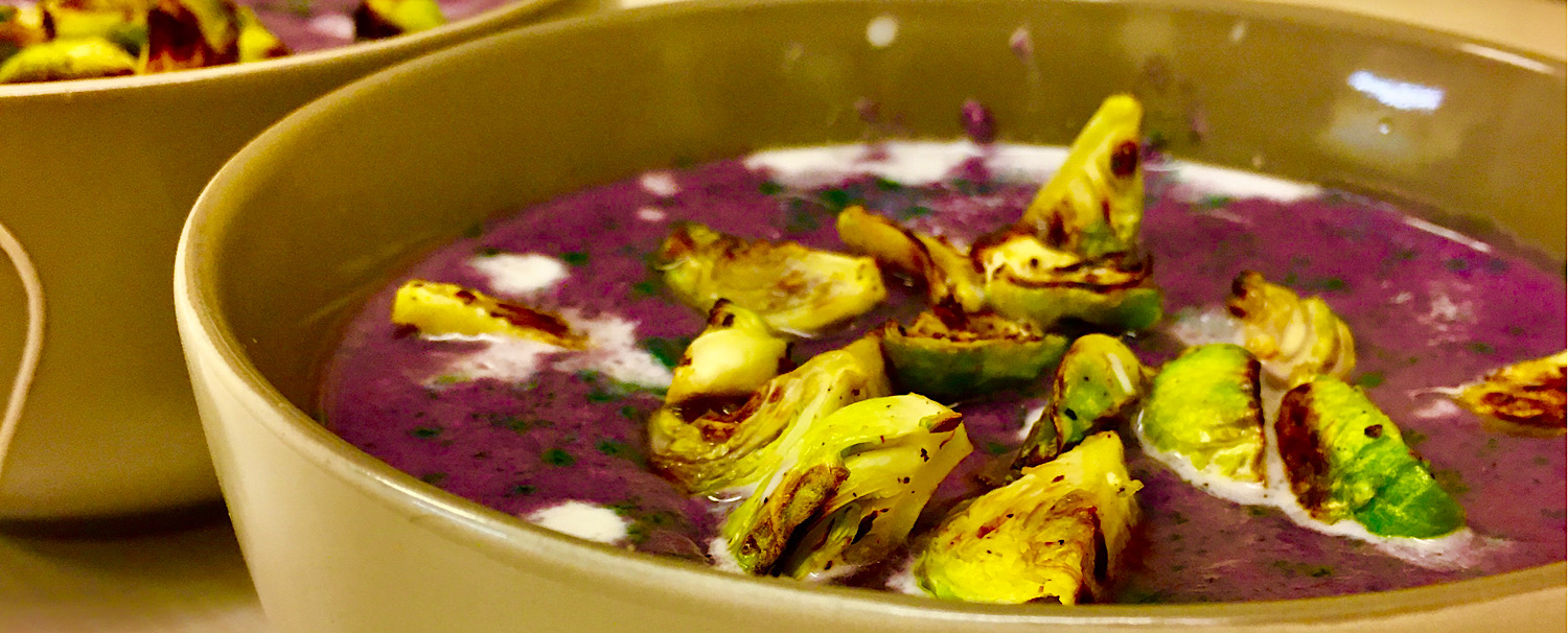 VEGAN GREEN POTATOES WITH WHITE RADISH & INDIGO SOUP