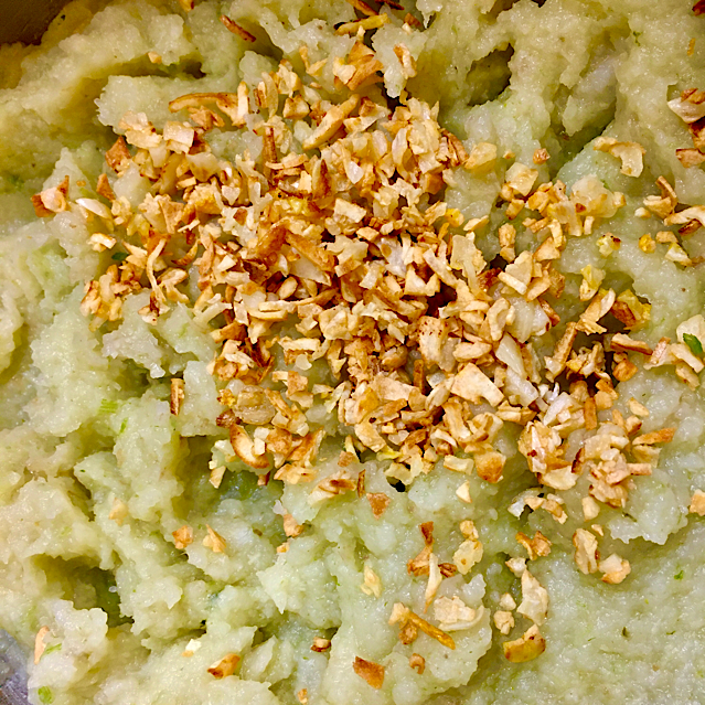 VEGAN PARSLEY ROOT MASH WITH OYSTER MUSHROOMS & RADISH SALAD